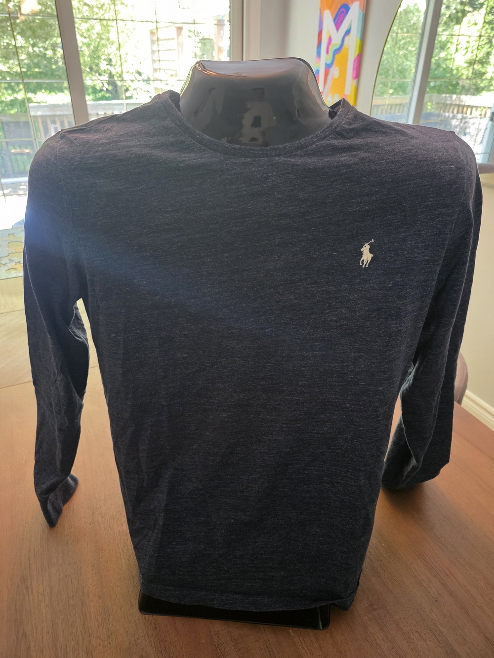 Polo Long-Sleeve Crewneck Shirt in Navy